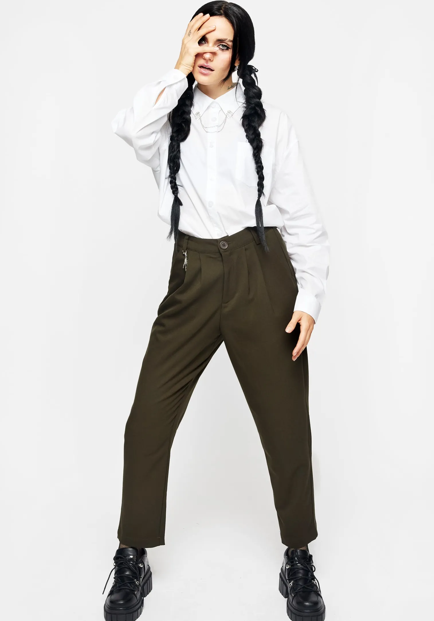 Malverde High Waist Tapered Trousers - Green