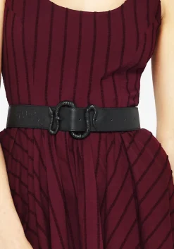 Mamba Debossed Belt With Snake Buckle - Black