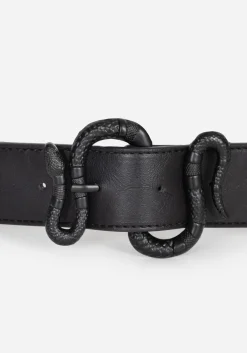 Mamba Debossed Belt With Snake Buckle - Black