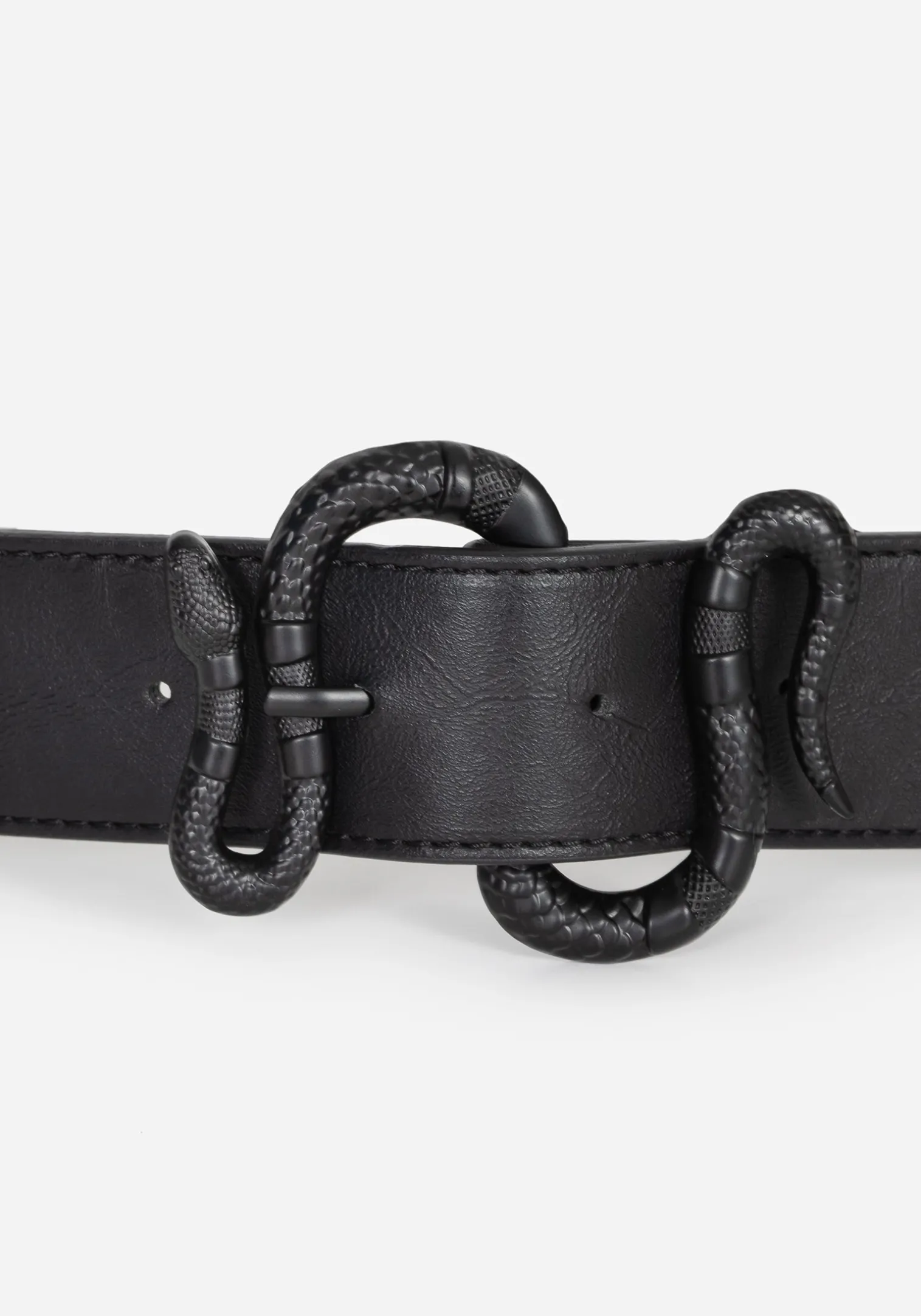 Mamba Debossed Belt With Snake Buckle - Black