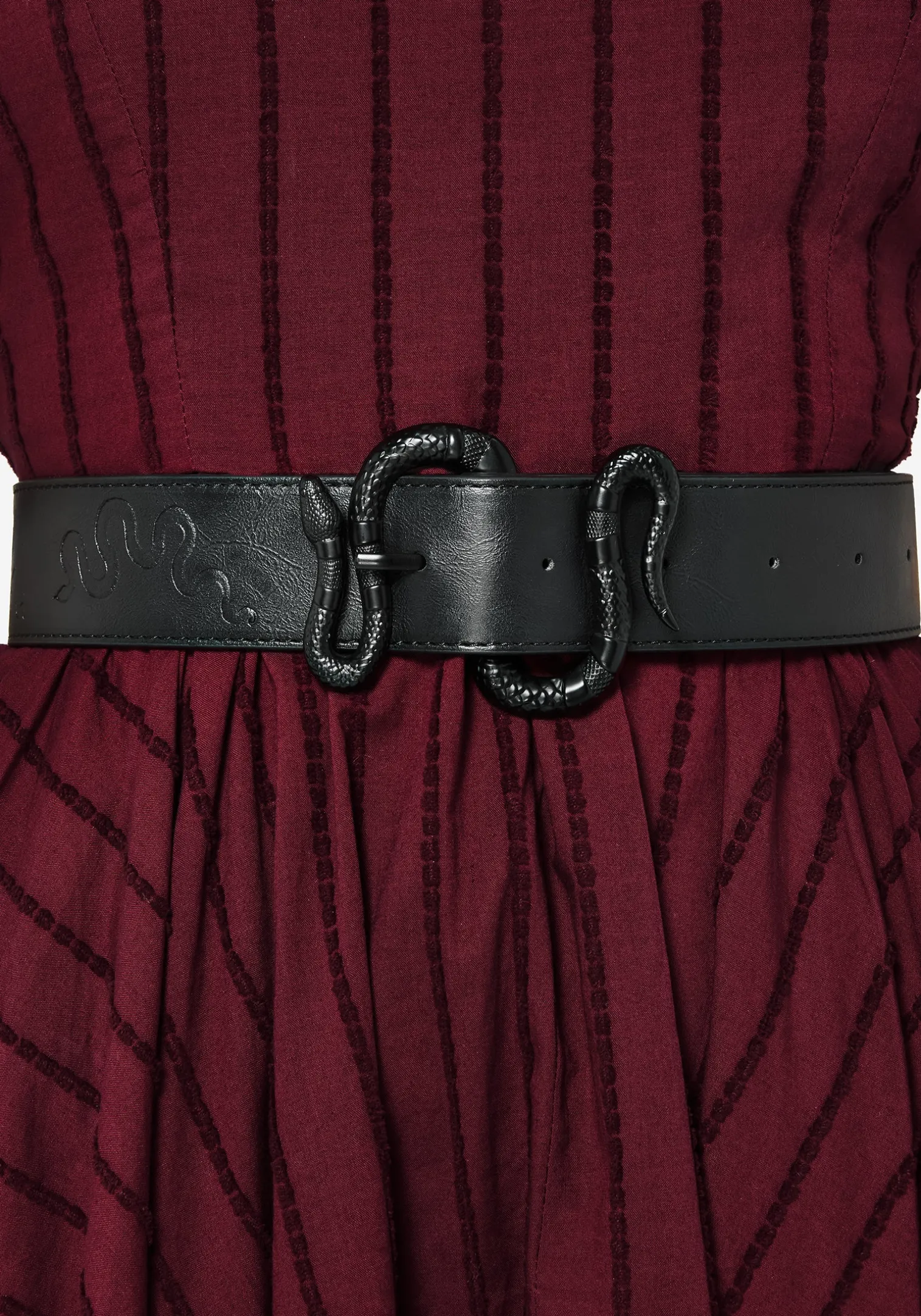 Mamba Debossed Belt With Snake Buckle - Black