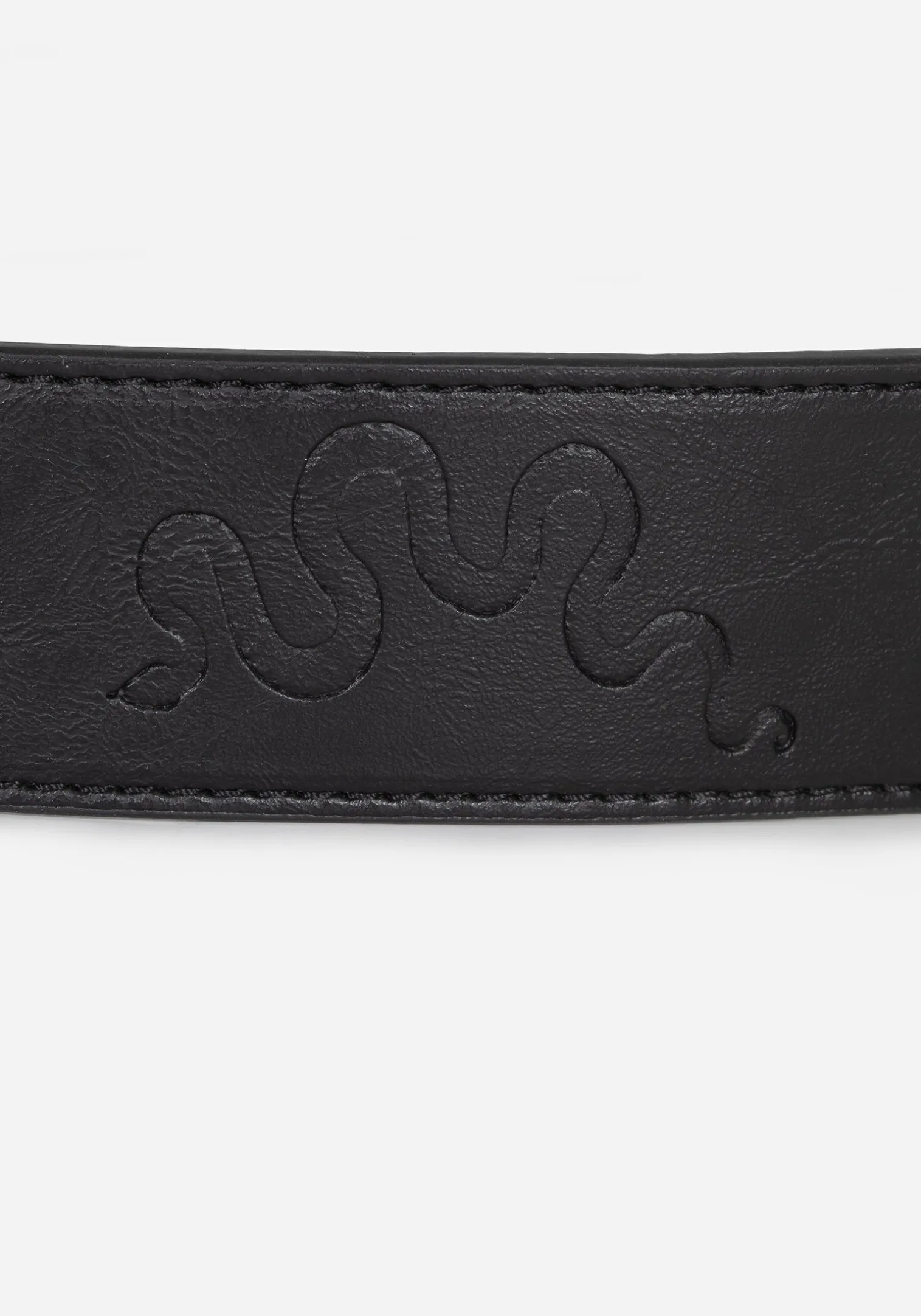 Mamba Debossed Belt With Snake Buckle - Black