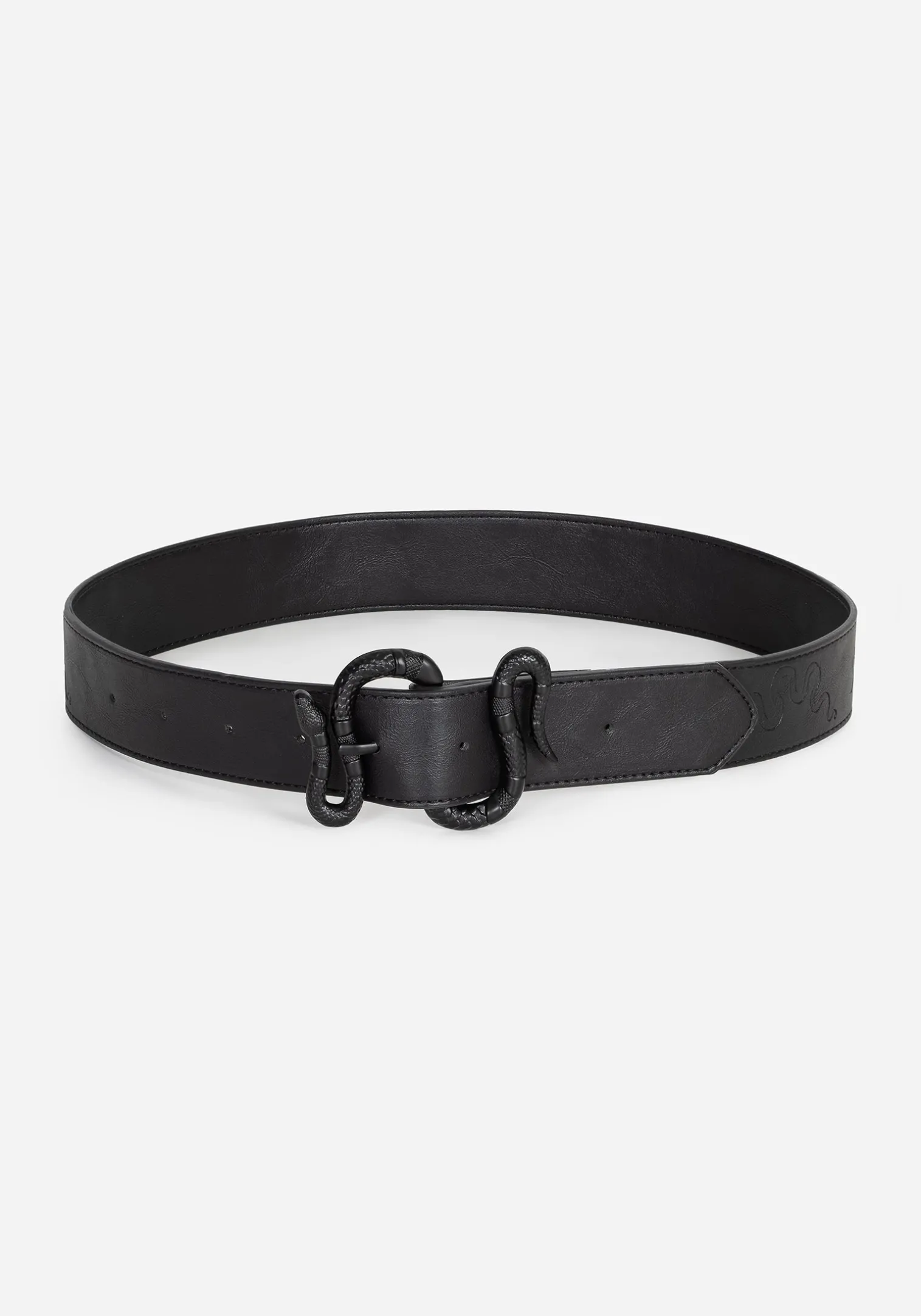 Mamba Debossed Belt With Snake Buckle - Black