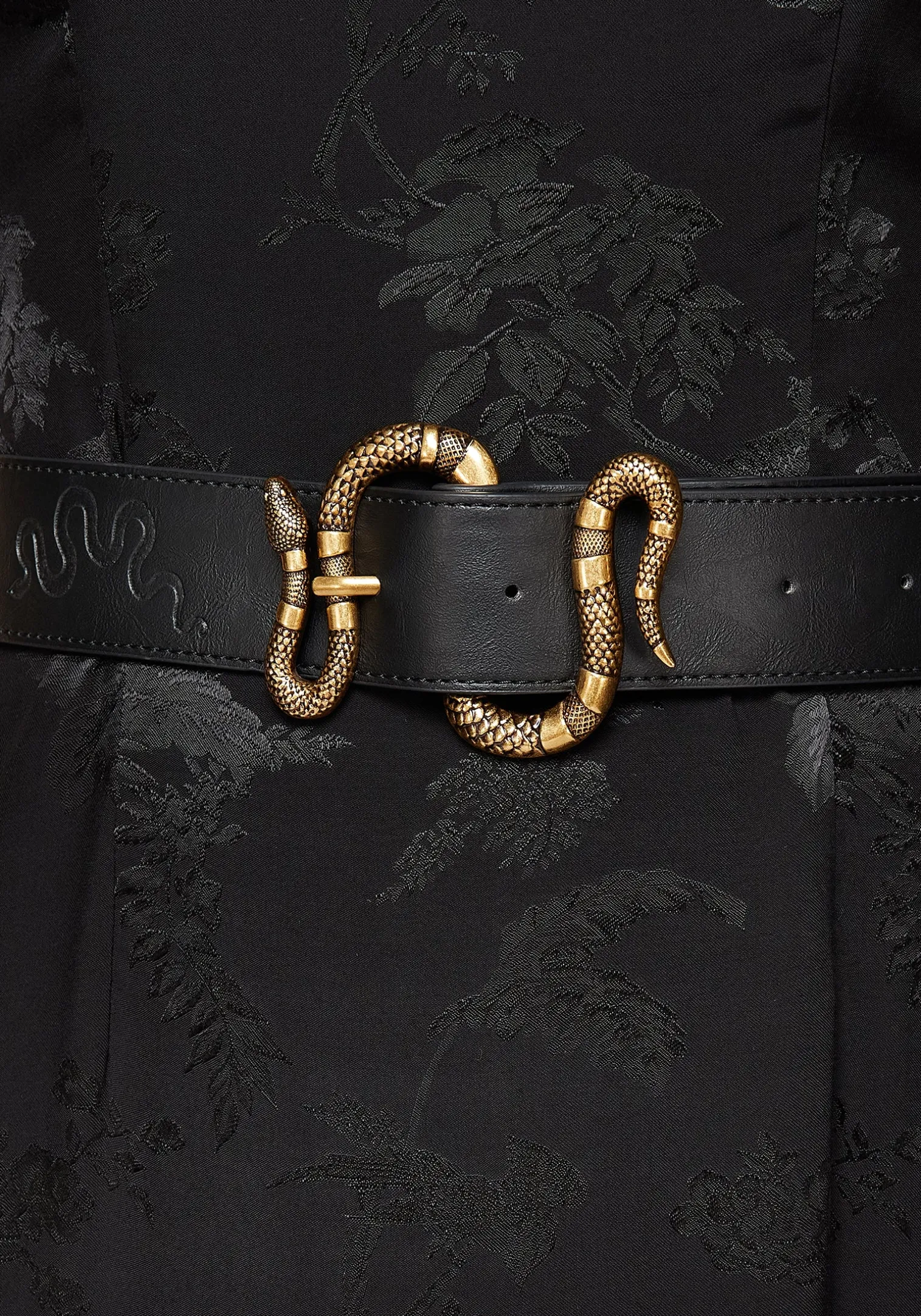 Mamba Debossed Belt With Snake Buckle - Brass