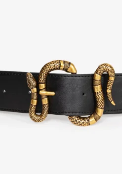 Mamba Debossed Belt With Snake Buckle - Brass