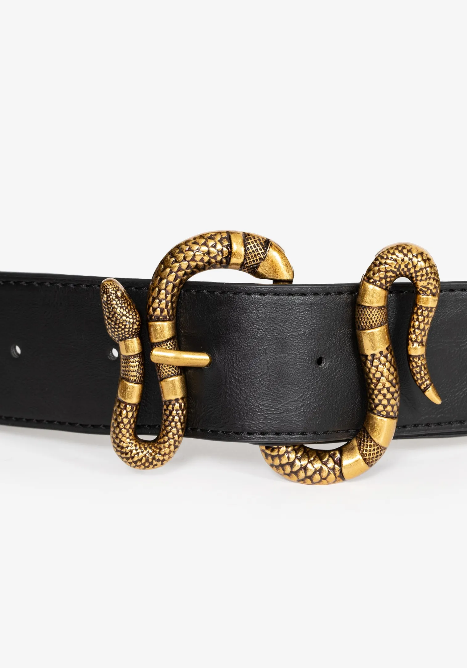 Mamba Debossed Belt With Snake Buckle - Brass