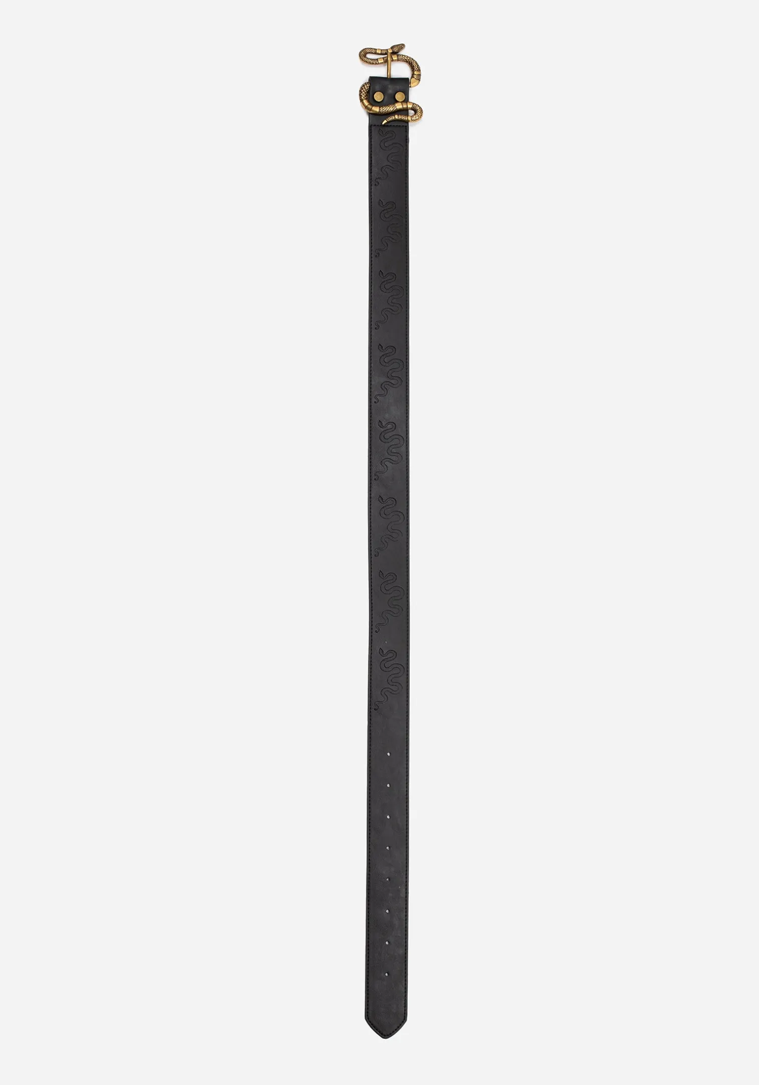 Mamba Debossed Belt With Snake Buckle - Brass