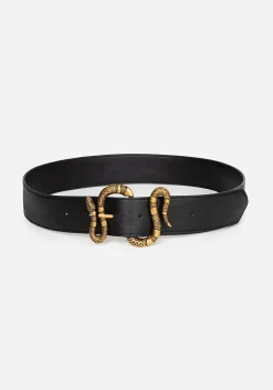 Mamba Debossed Belt With Snake Buckle - Brass