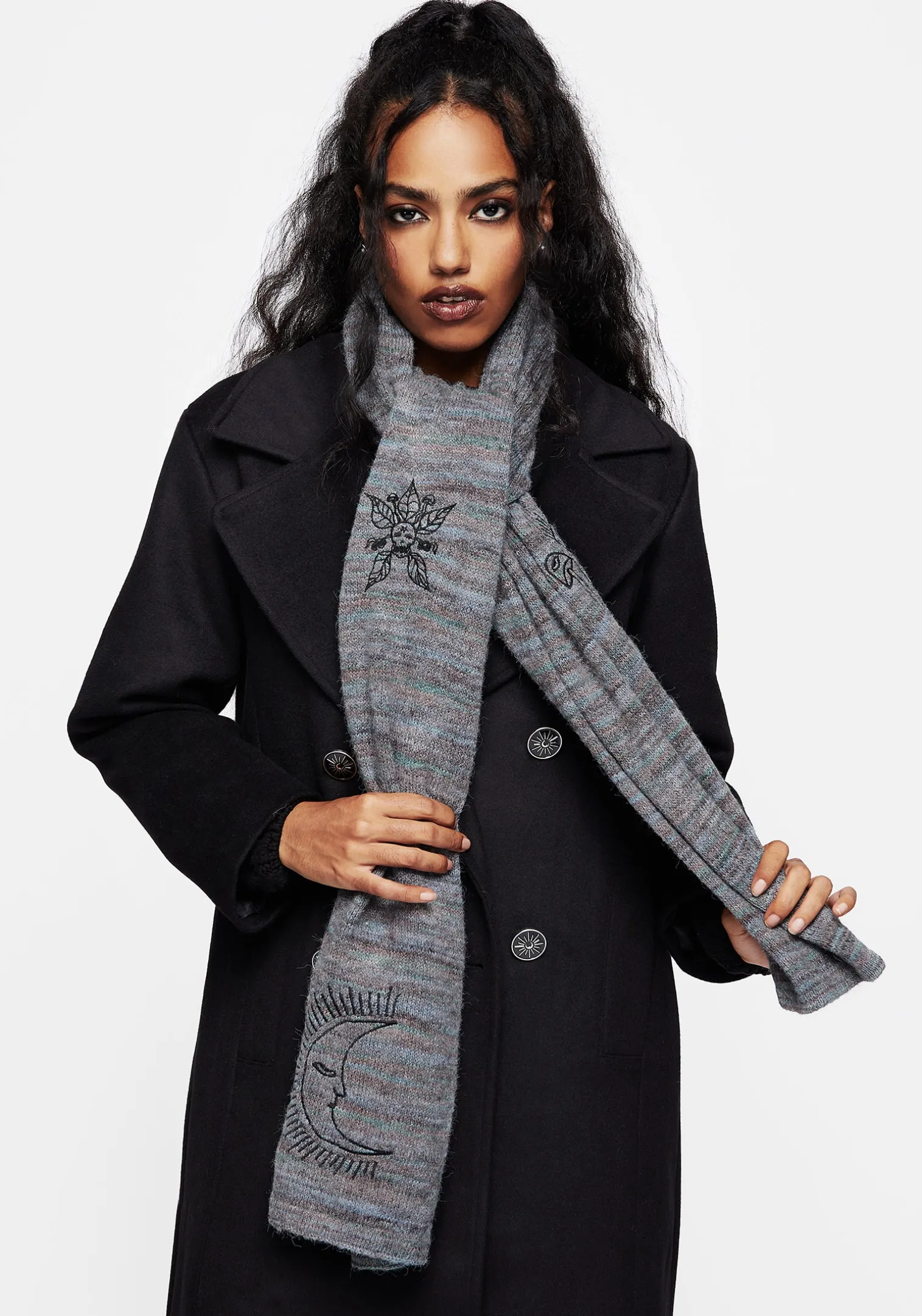 Mandragore Embroidered Knit Scarf