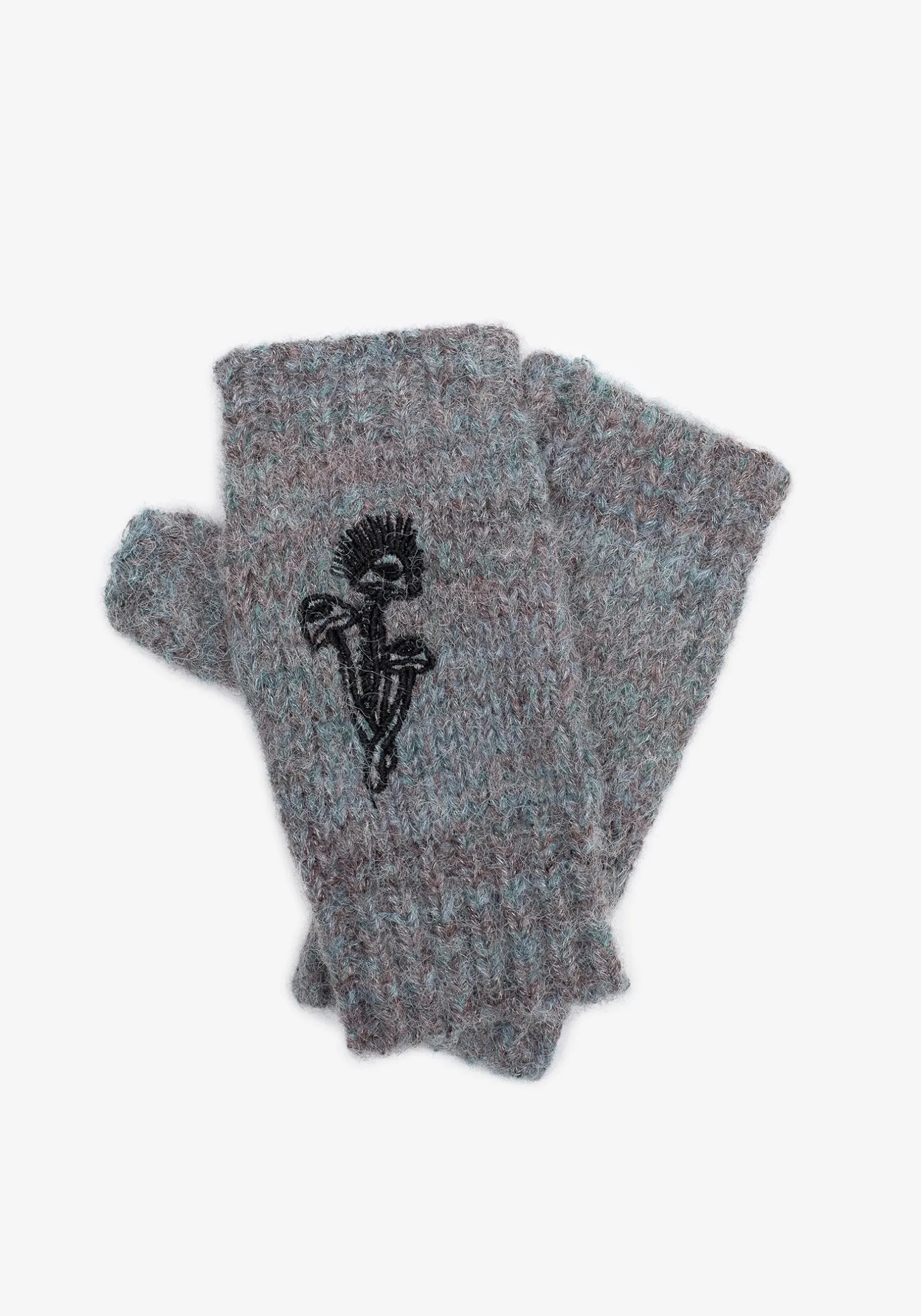 Mandragore Embroidered Knit Fingerless Gloves
