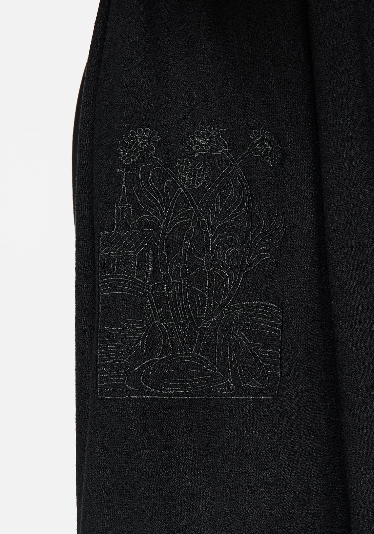 Mandrake Linen-Blend Embroidered Midi Dress