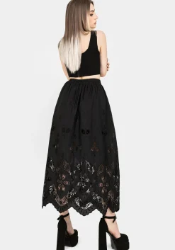 Maple Broderie Hem Maxi Skirt