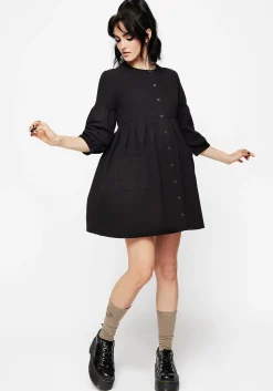 Marigold Cotton Button Up Smock Mini Dress