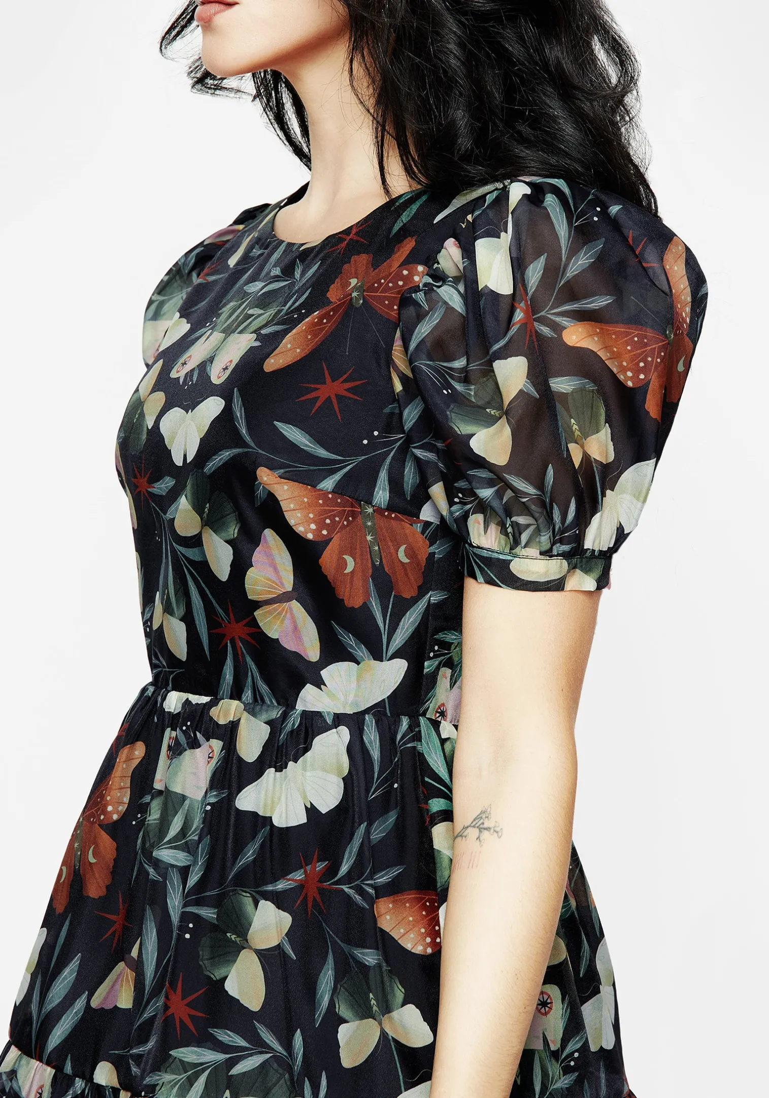 Mariposa Puff Sleeve Organza Mini Dress