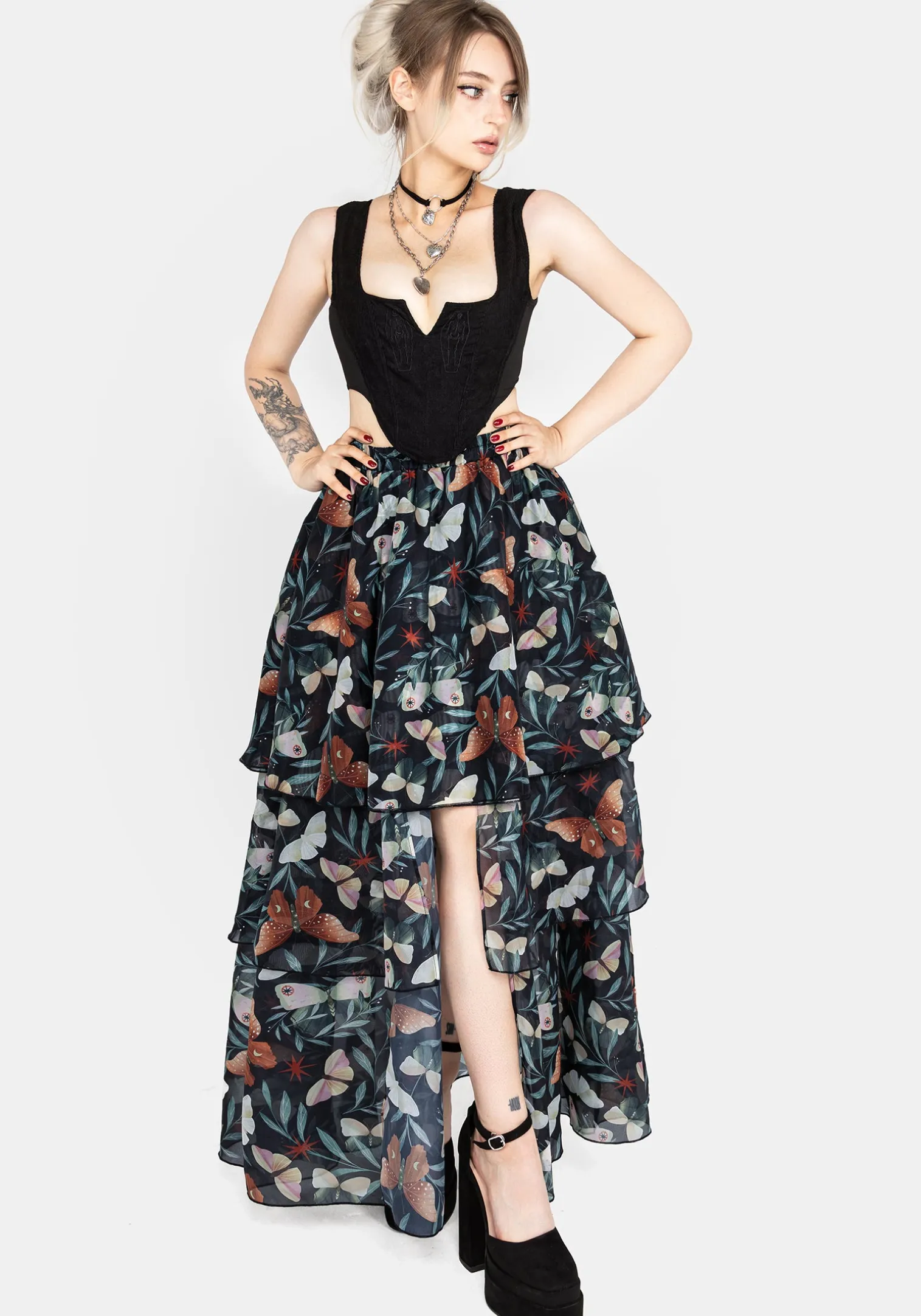 Mariposa Split Tiered Organza Skirt