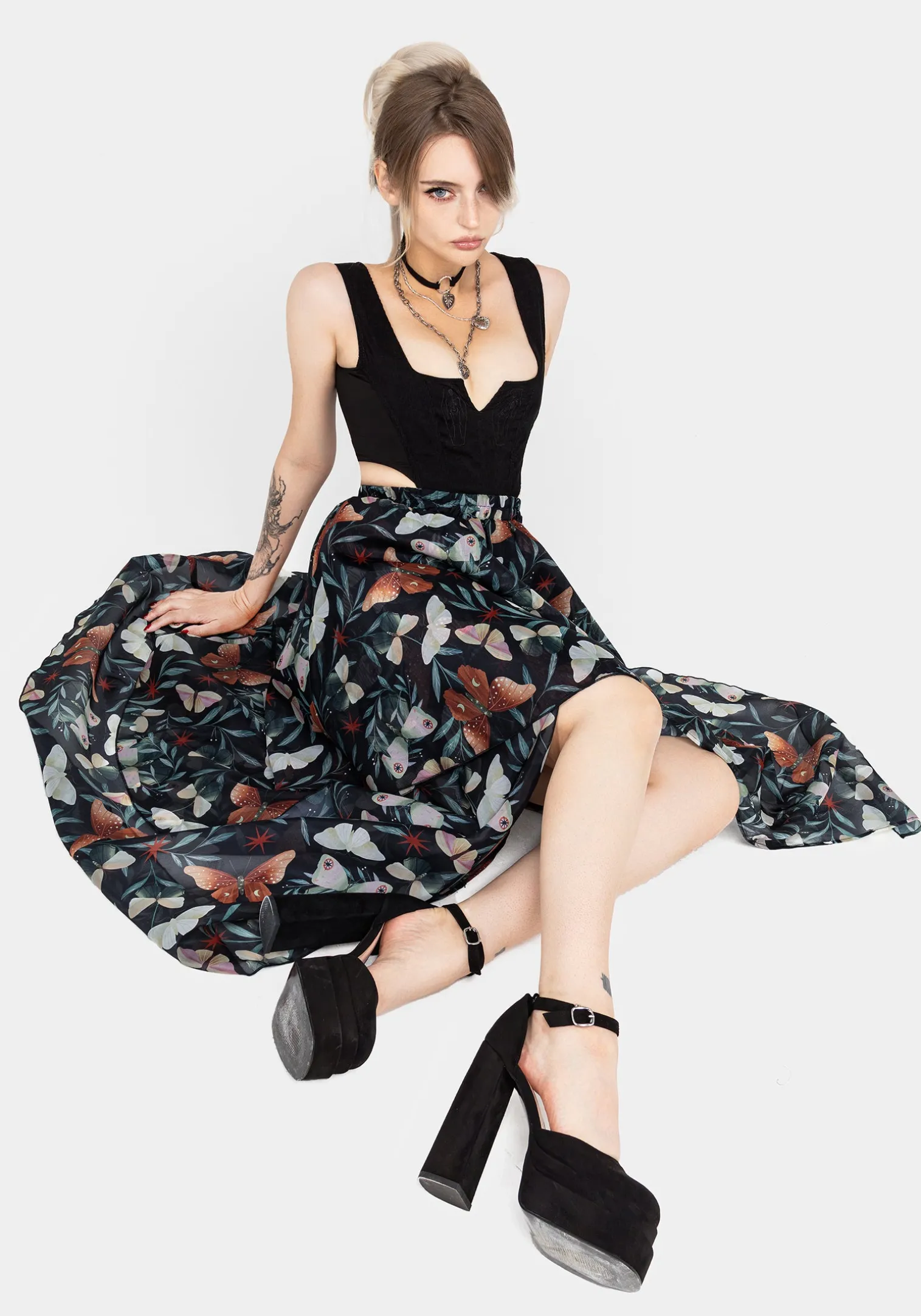 Mariposa Split Tiered Organza Skirt