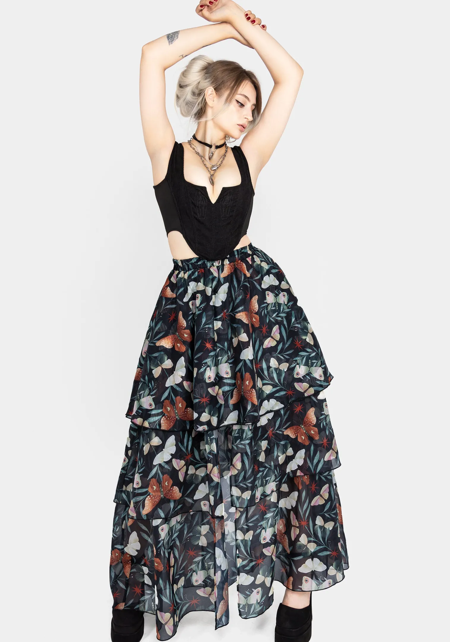 Mariposa Split Tiered Organza Skirt