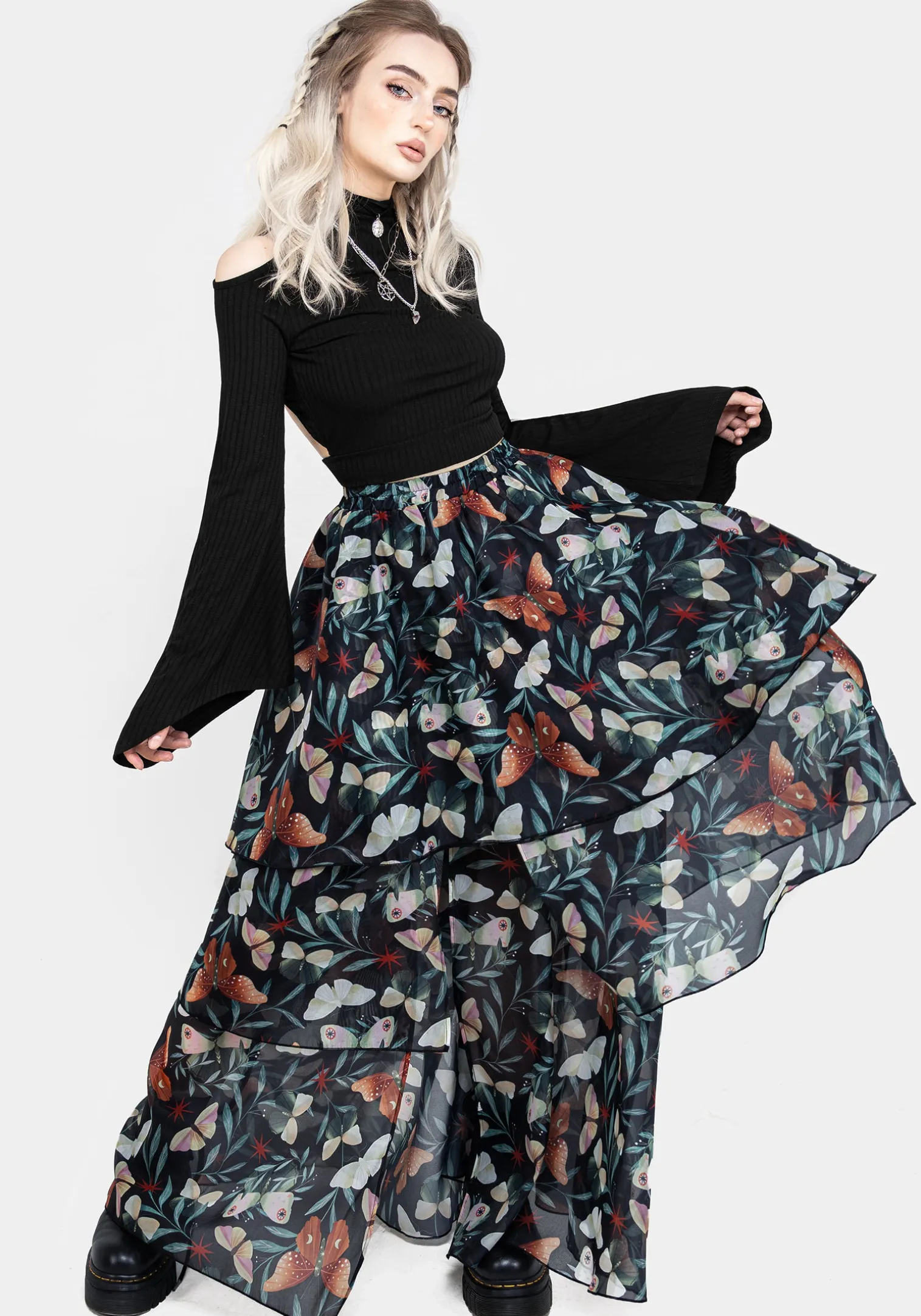 Mariposa Split Tiered Organza Skirt