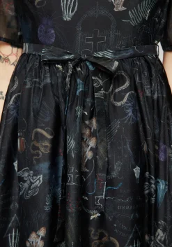 Maudeline Victoriana Print Layered Organza Midaxi Dress