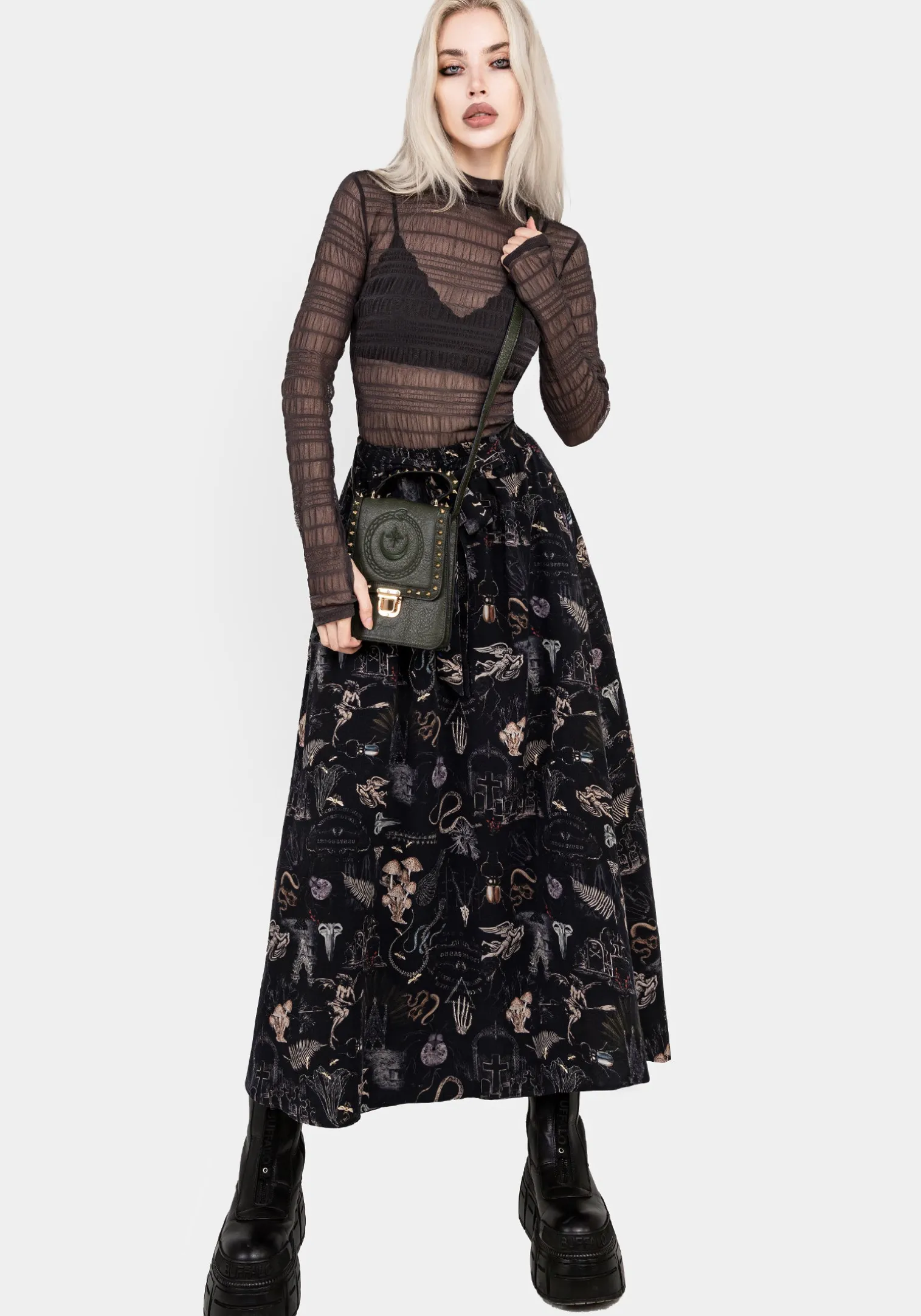 Maudeline Victoriana Print Eco-Viscose Midaxi Skirt