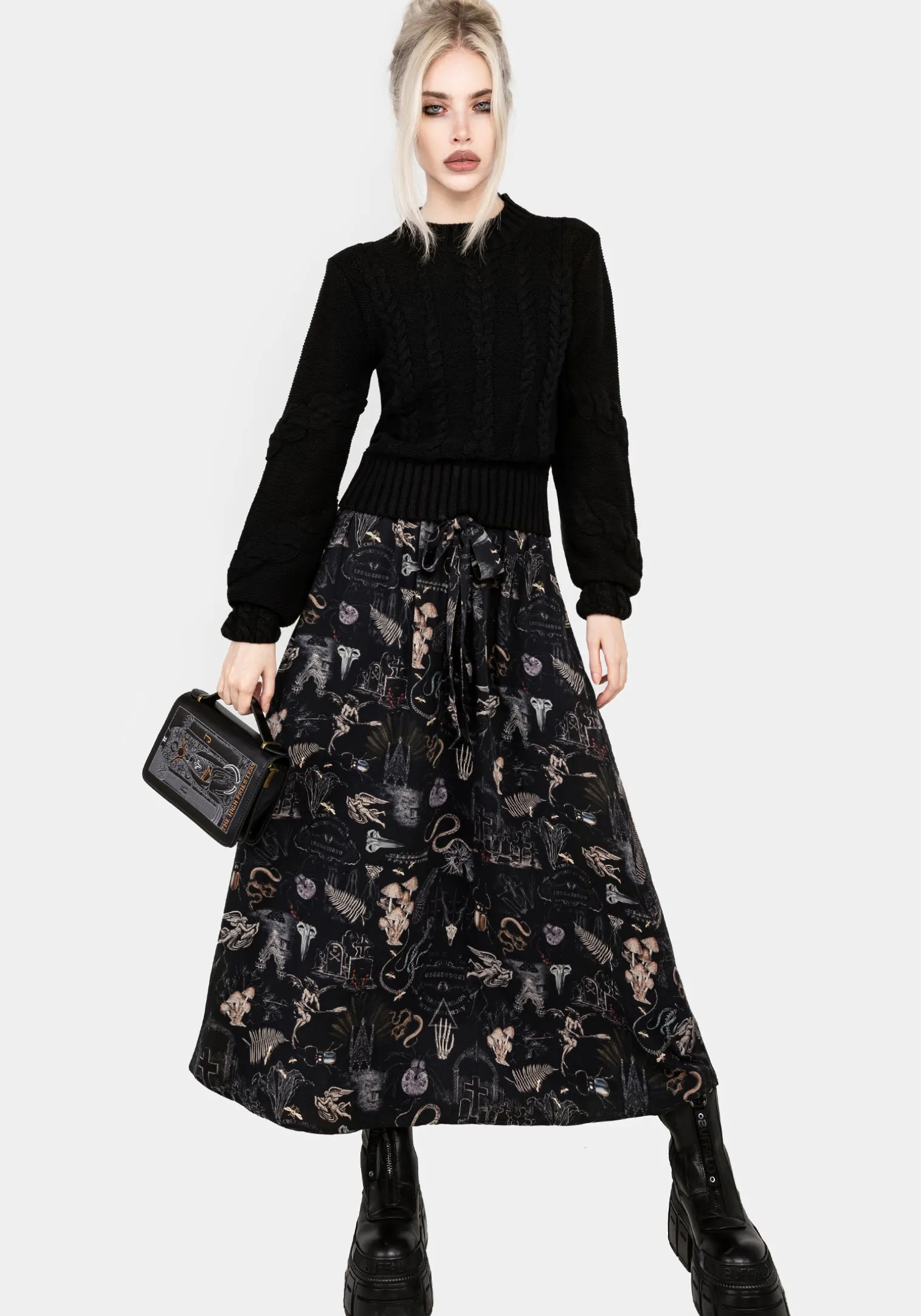 Maudeline Victoriana Print Eco-Viscose Midaxi Skirt