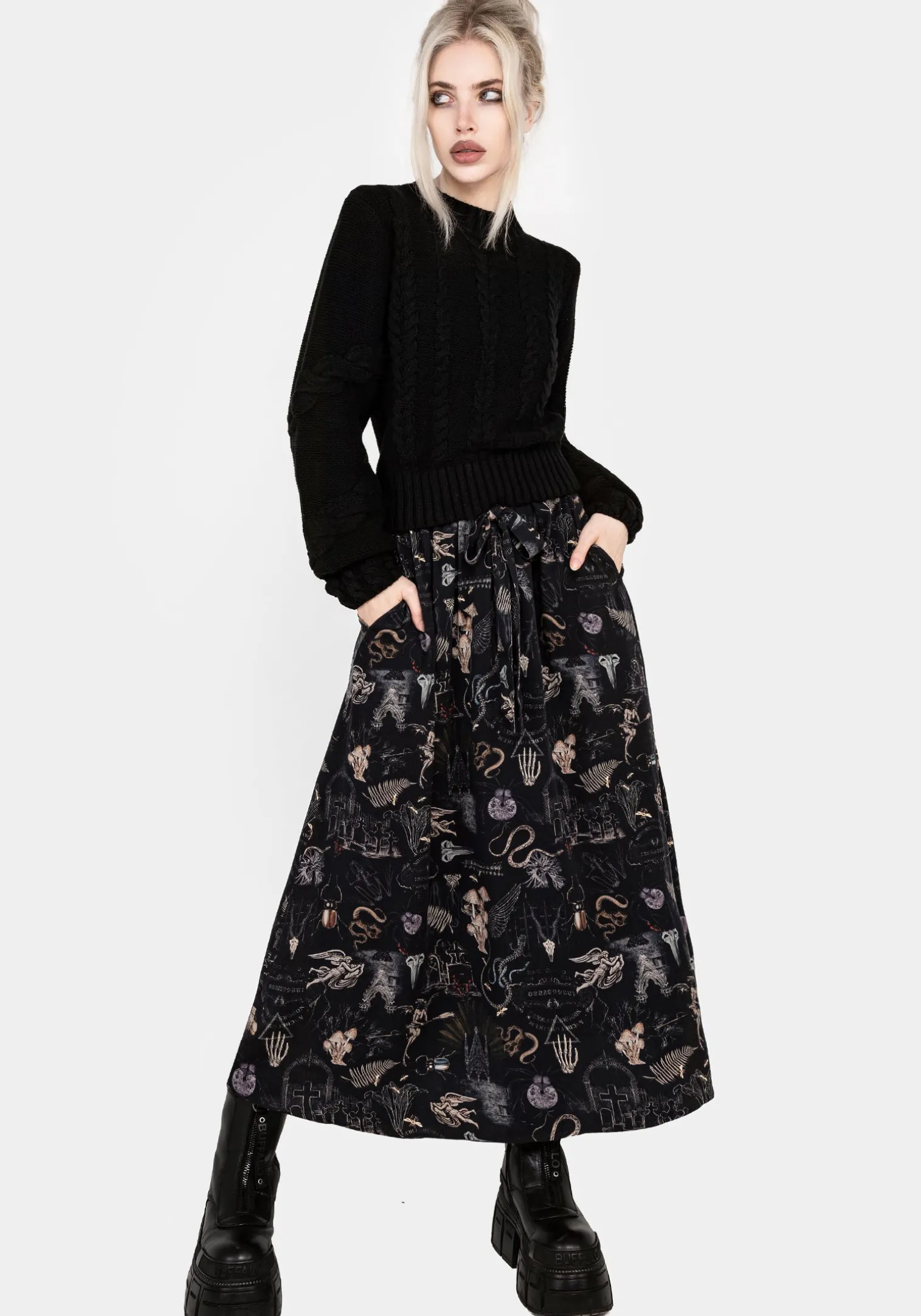 Maudeline Victoriana Print Eco-Viscose Midaxi Skirt
