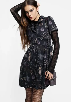Maudeline Victoriana Print Eco-Viscose Mini Shirt Dress