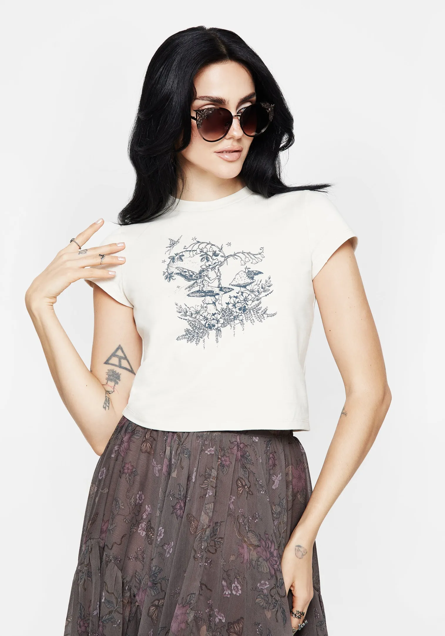 Maypole Cotton Fairy Print Crop T-Shirt