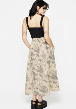 Maypole Cotton Print Button Up Midaxi Skirt