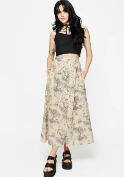 Maypole Cotton Print Button Up Midaxi Skirt