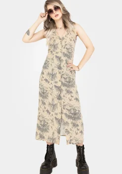 Maypole Cotton Print Button Up Midaxi Dress