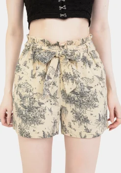Maypole Cotton Print Paperbag Shorts