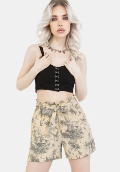 Maypole Cotton Print Paperbag Shorts