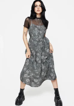 Meadow Floral Serpent Print Cami Midi Dress