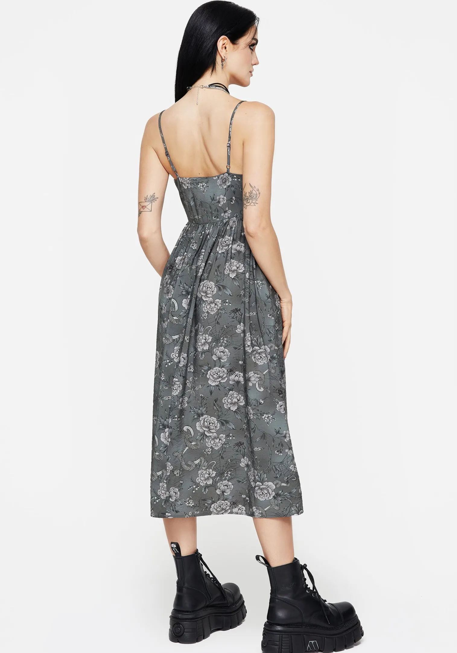 Meadow Floral Serpent Print Cami Midi Dress