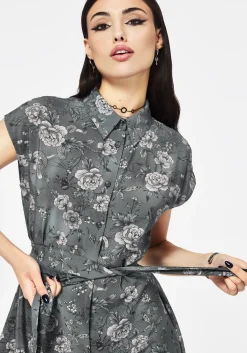 Meadow Floral Serpent Print Midi Shirt Dress