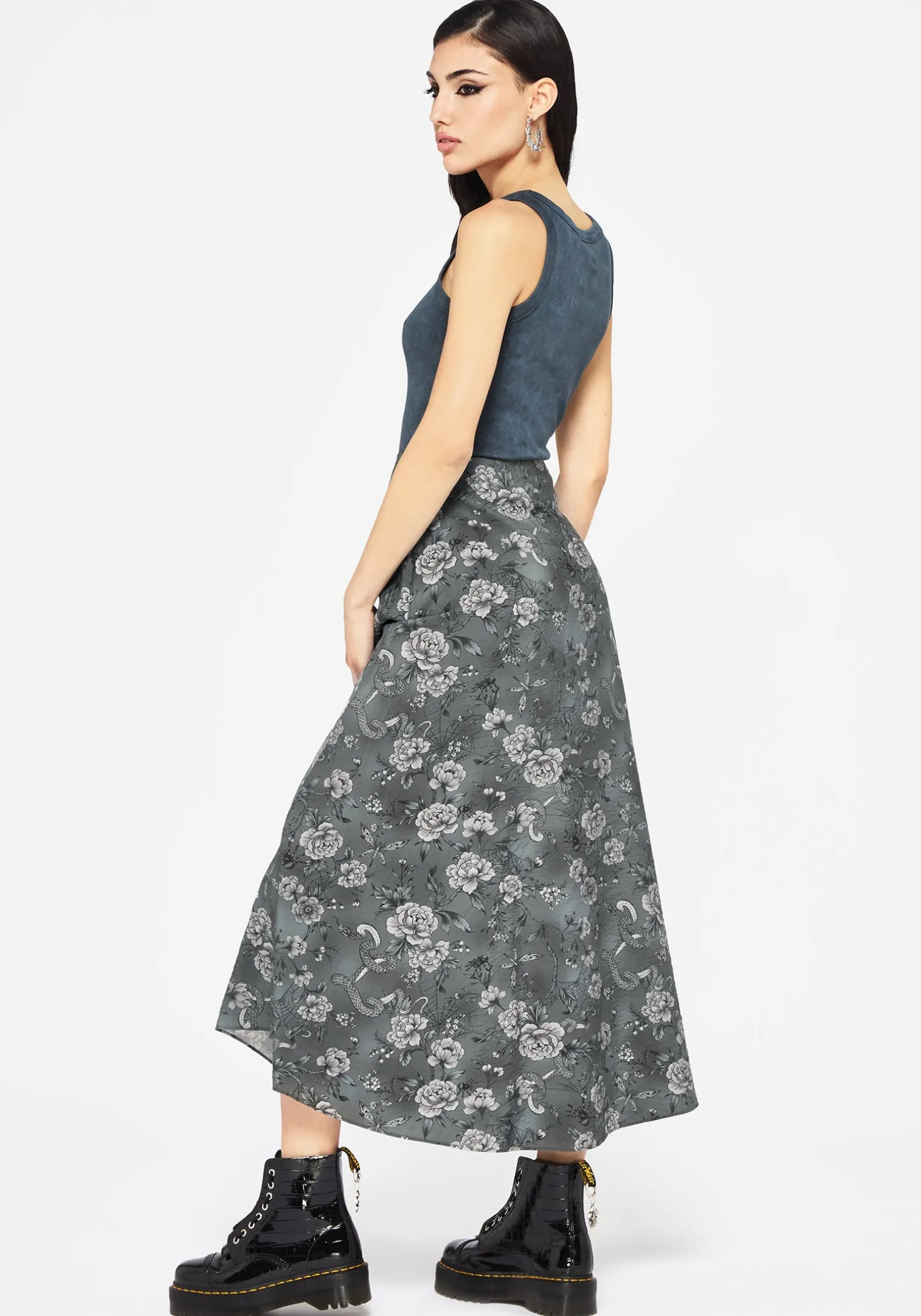 Meadow Floral Serpent Print Midaxi Skirt