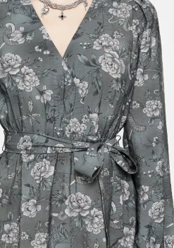 Meadow Floral Serpent Print Mini Wrap Dress