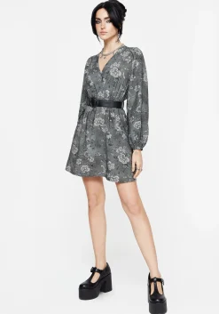 Meadow Floral Serpent Print Mini Wrap Dress