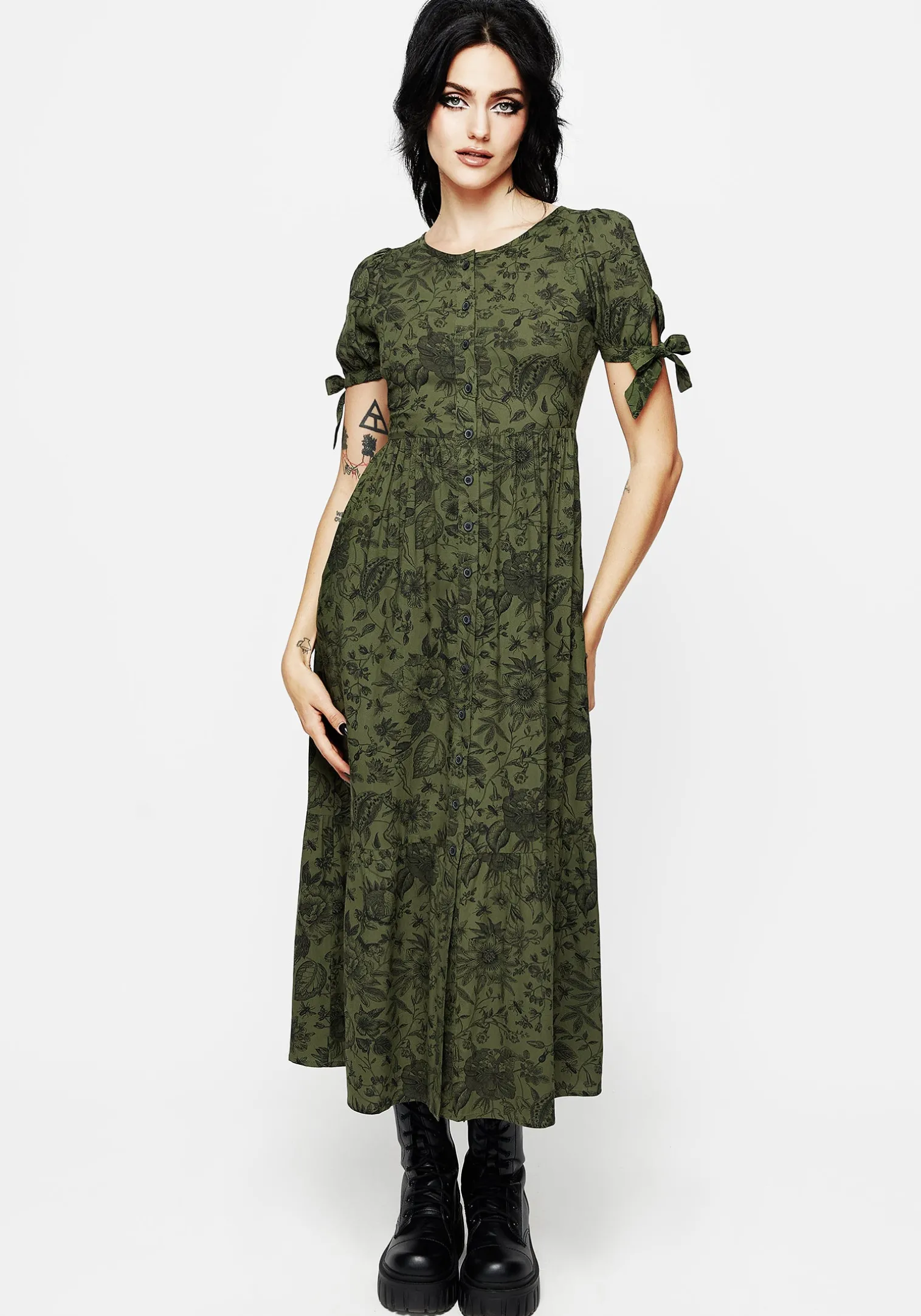 Meadowflowers Floral Print Button Up Tiered Midaxi Dress