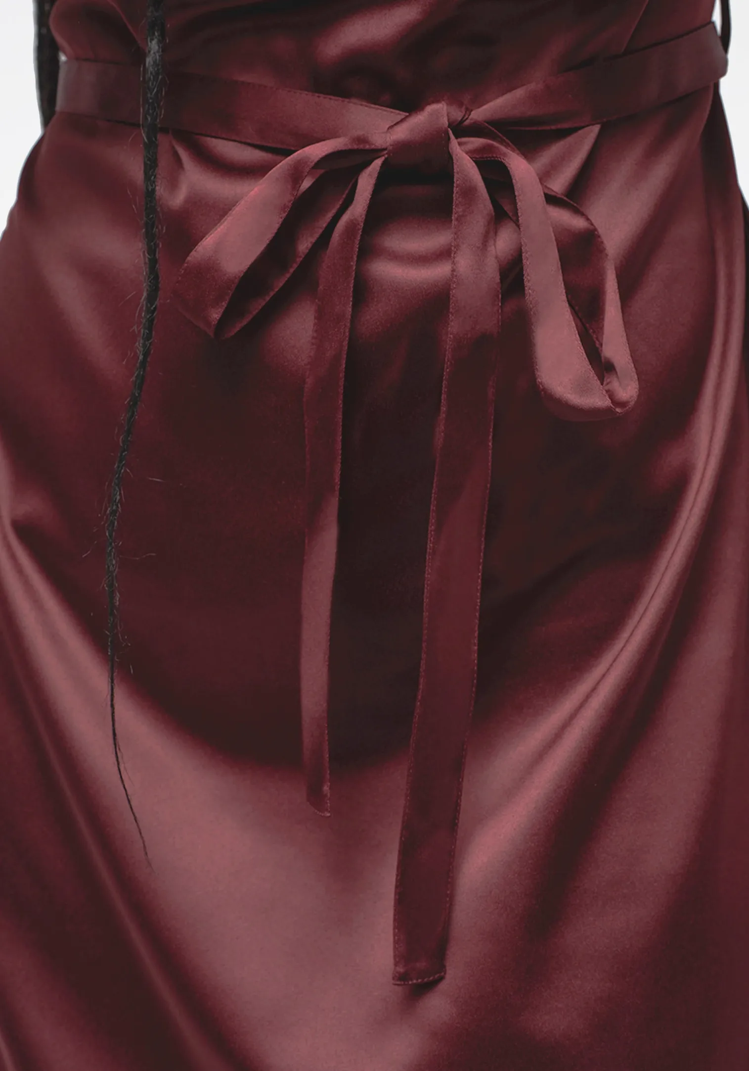 Medeina Cowl Neck Belted Satin Mini Dress - Red