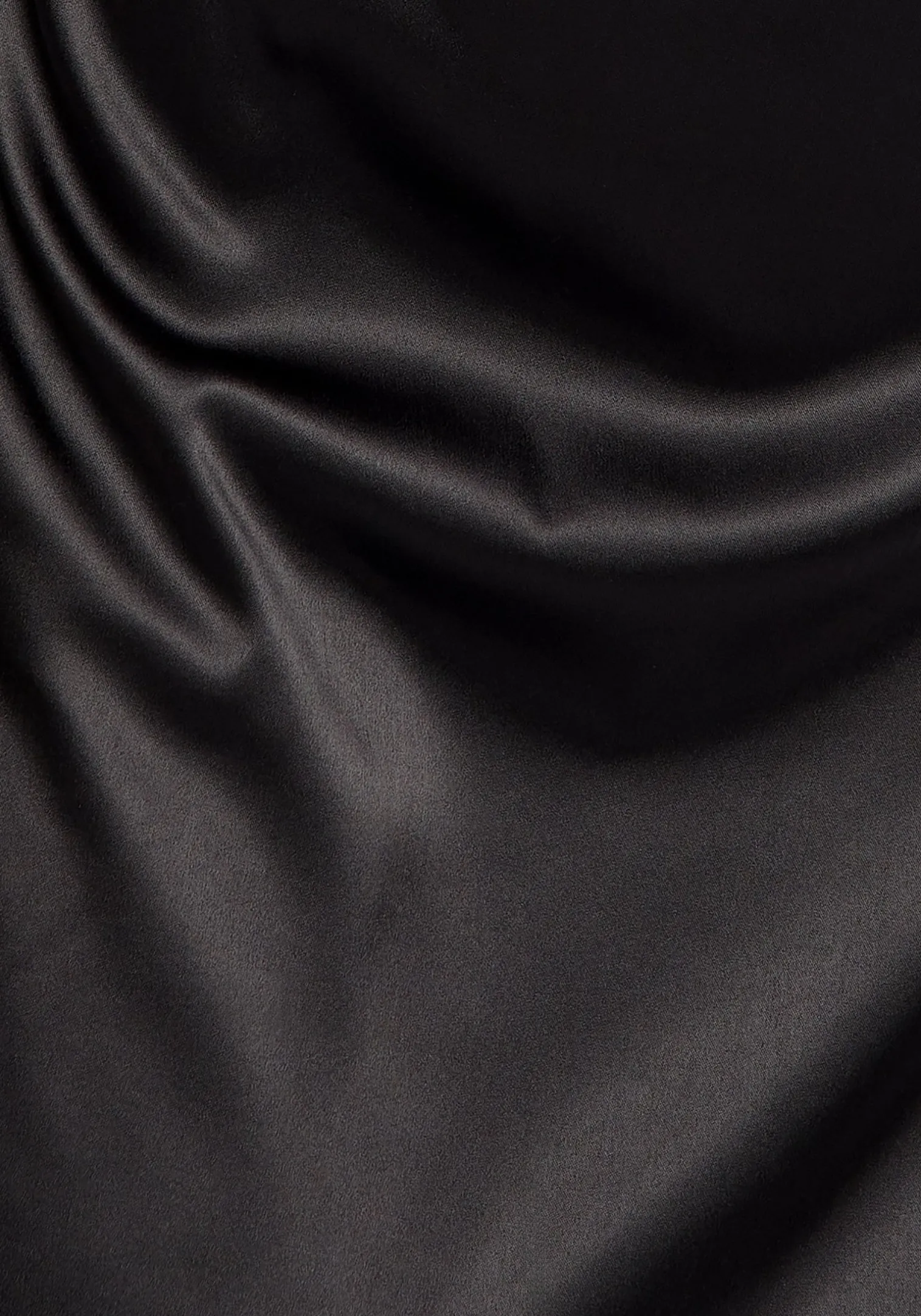 Medeina Lace Trim Satin Midi Skirt - Midnight Black