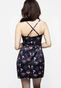 Medeina Print Cowl Neck Belted Satin Mini Dress
