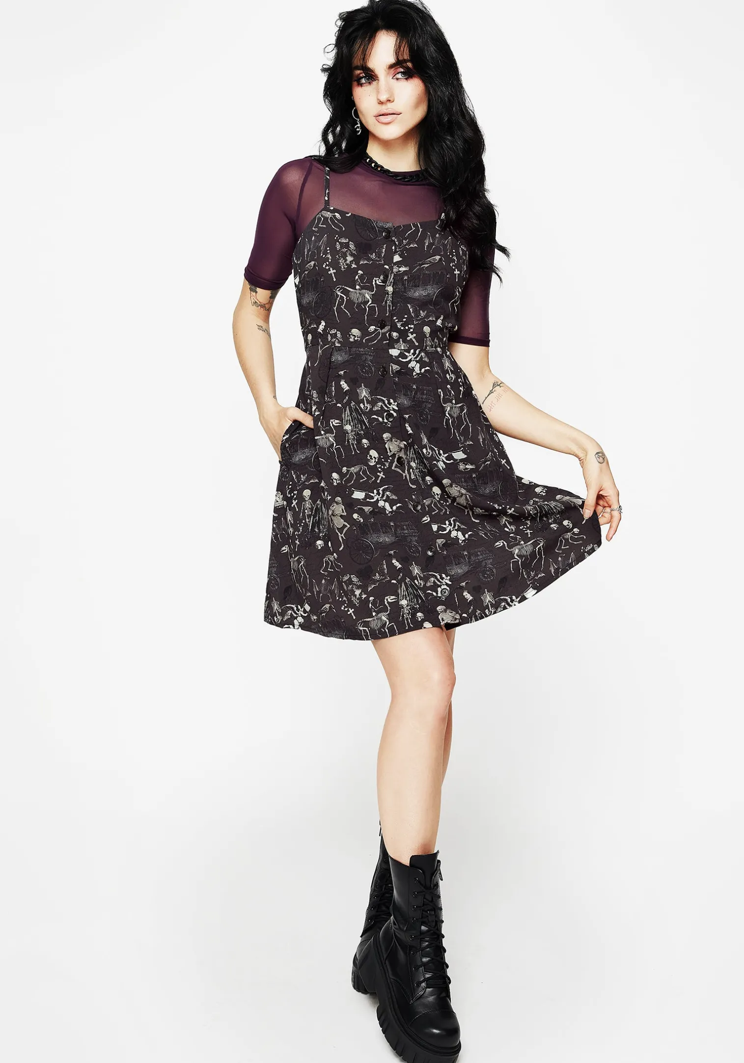 Melancholia Button Up Mini Apron Dress