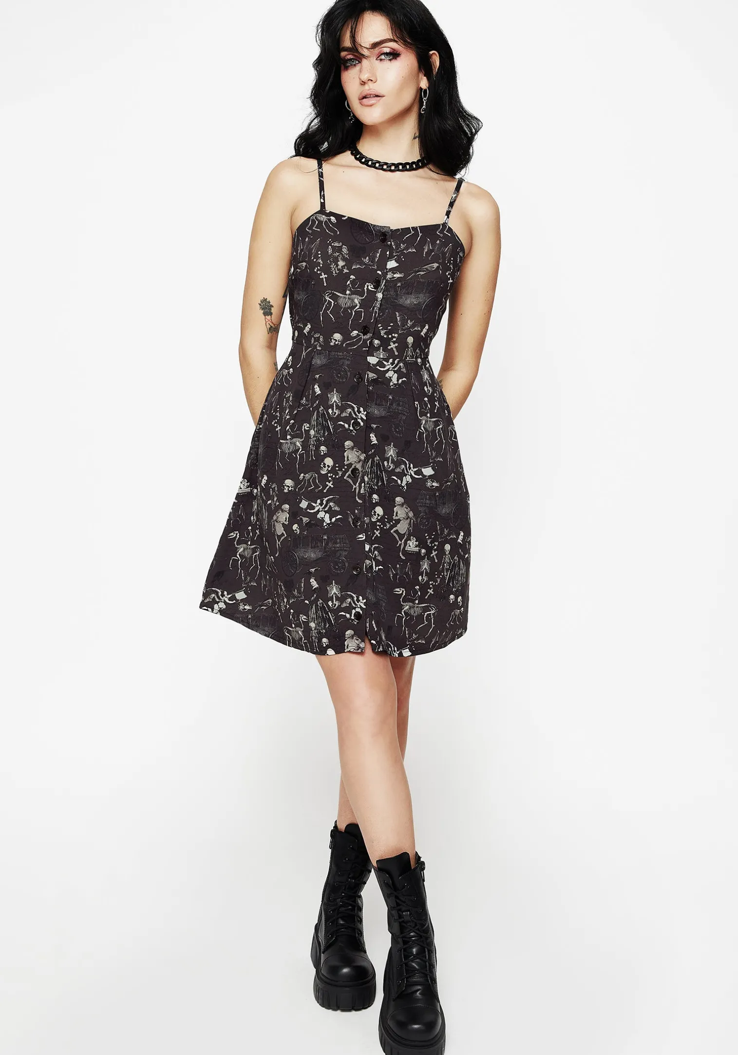 Melancholia Button Up Mini Apron Dress