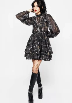Melancholia Frill Yoke Layered Organza Mini Dress