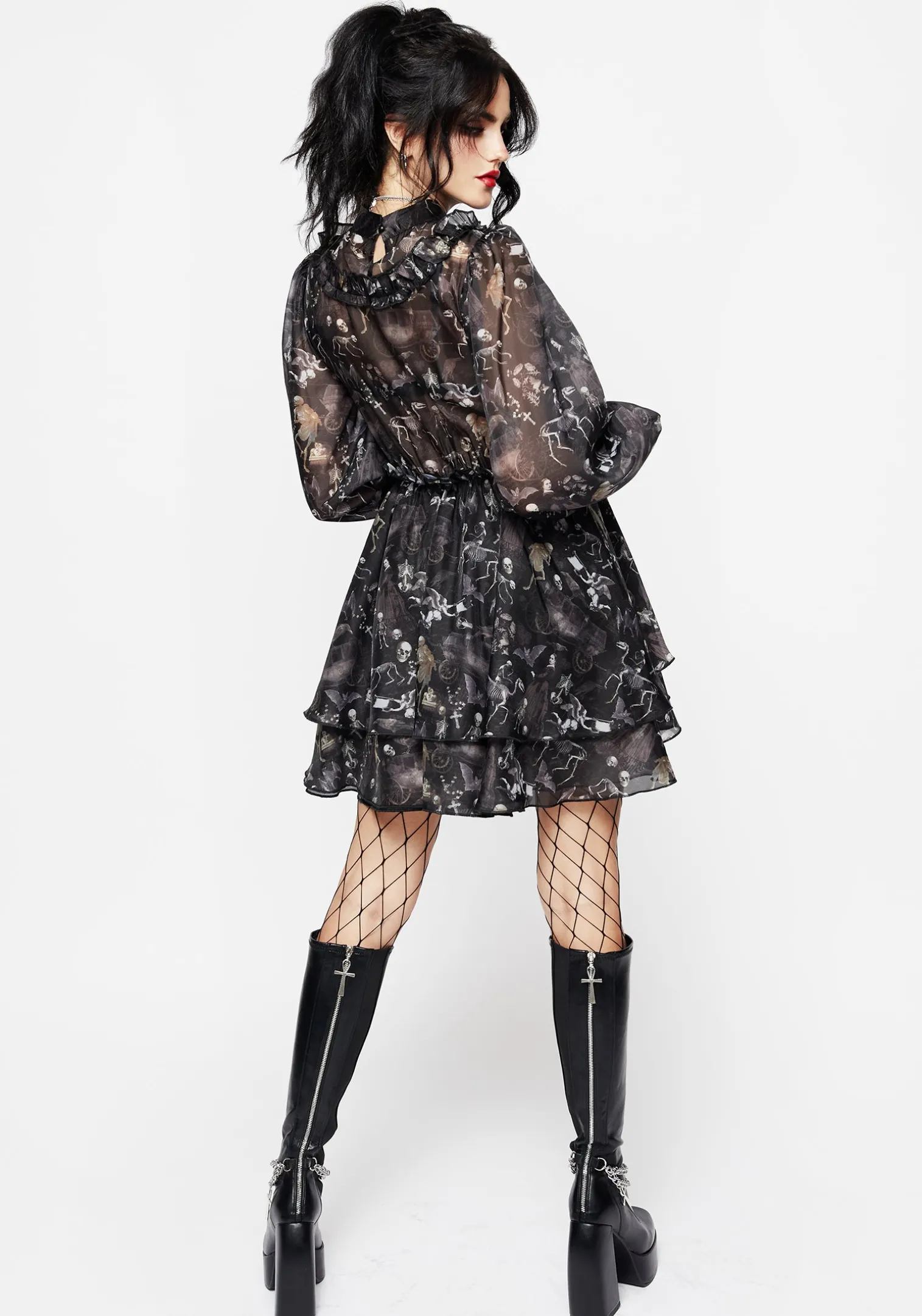 Melancholia Frill Yoke Layered Organza Mini Dress