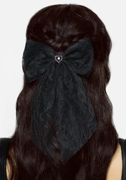 Melanie Heart Lace Hair Bow