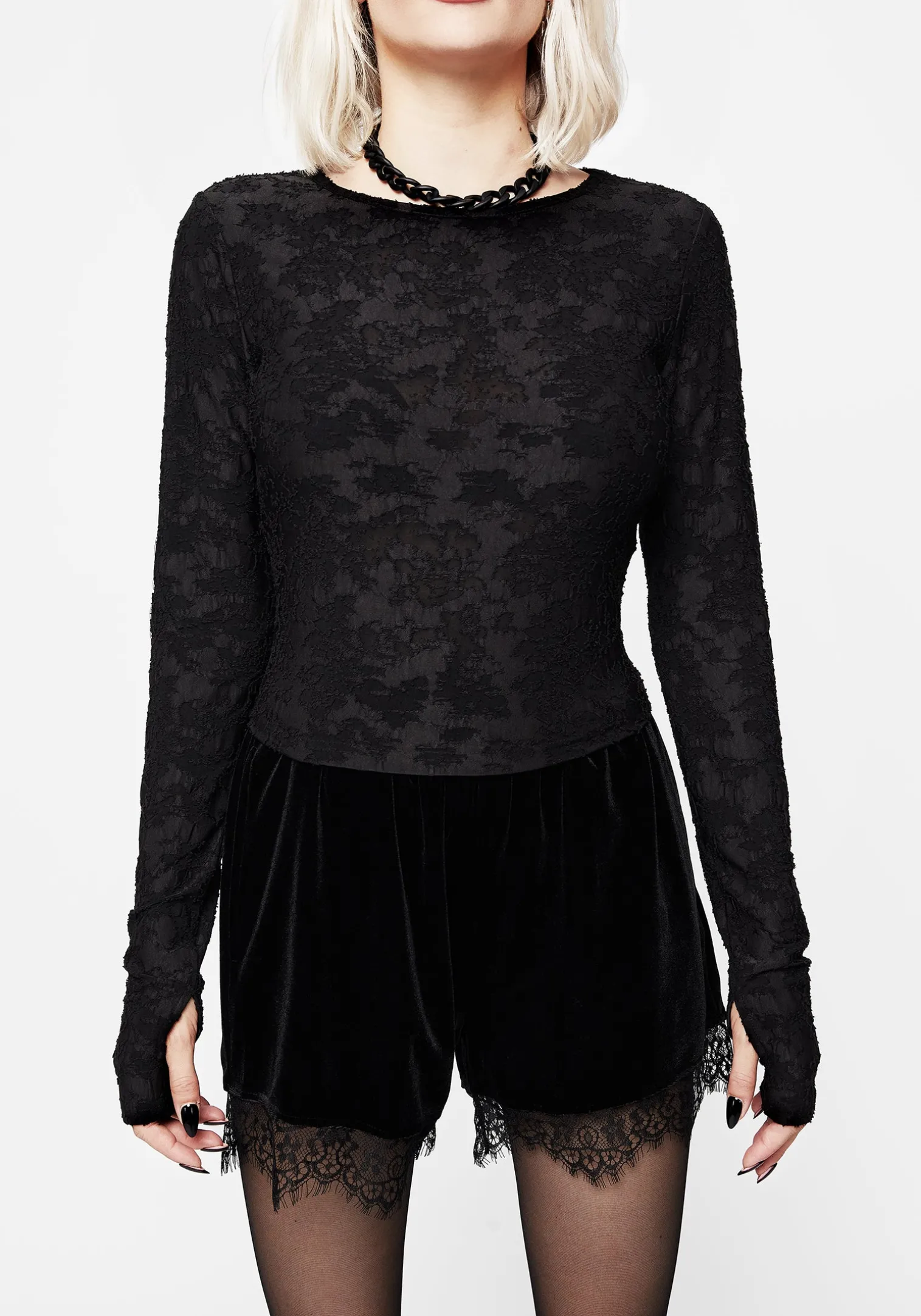 Melica Textured Long Sleeve Top