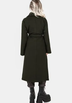 Meltdown Oversized Coat with Brooch - Green